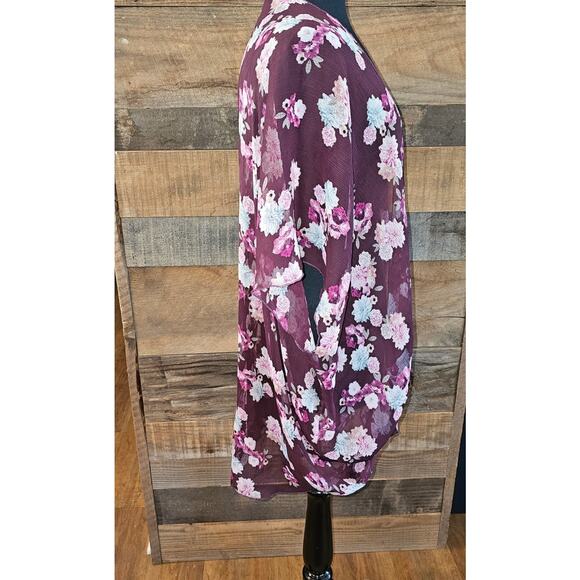 American Eagle Sheer Boho Open Kimono Floral Bloomcore Cardigan Topper Cover Up - Picture 4 of 8